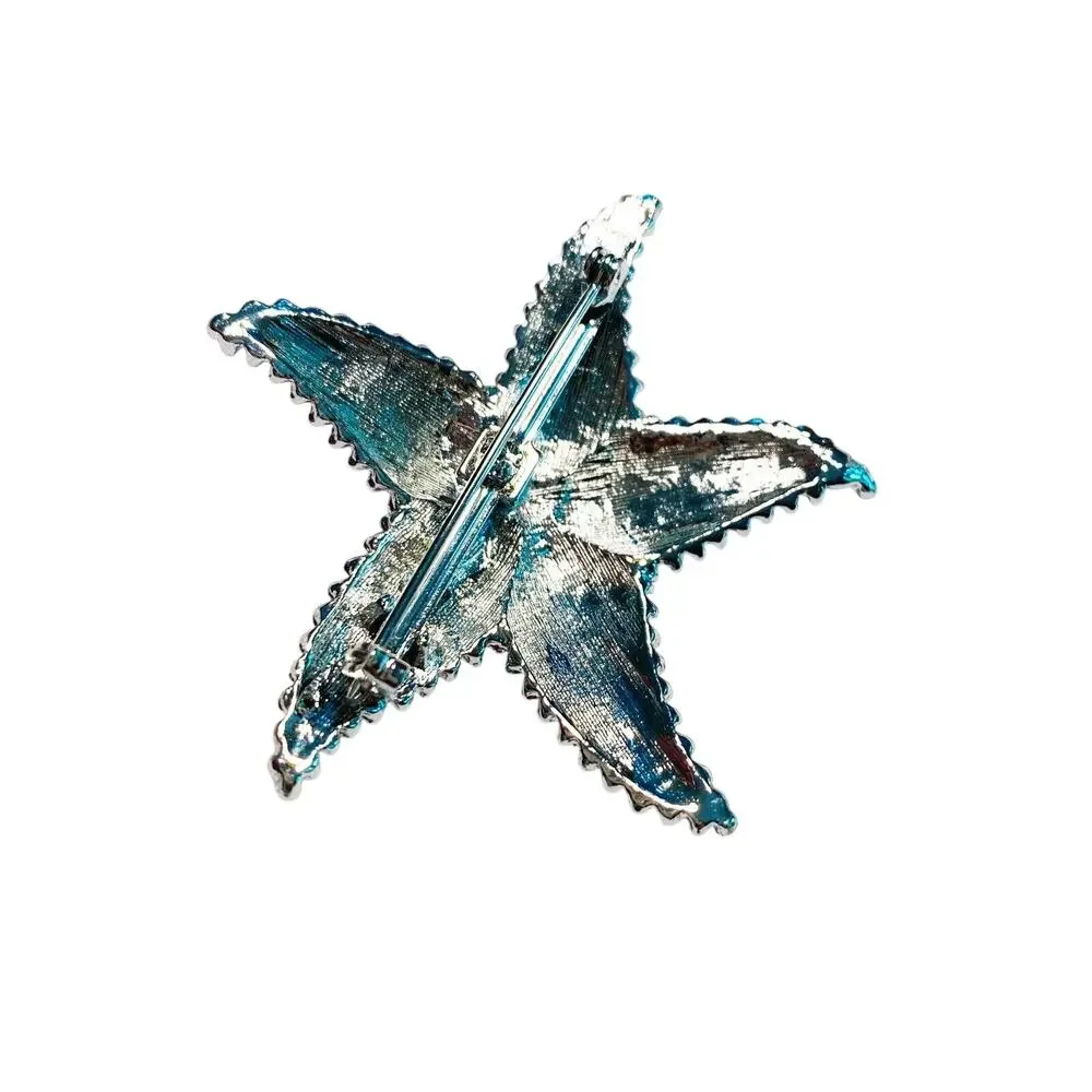 Vintage Pin Brooch 1970'S Silver Tone Textured Starfish Star Fish Beachy Coastal
